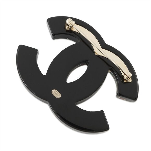 CHANEL CC Logo Star Brooch Plastic/Metal/Rhinestone Black/Multicolor - Picture 3 of 9
